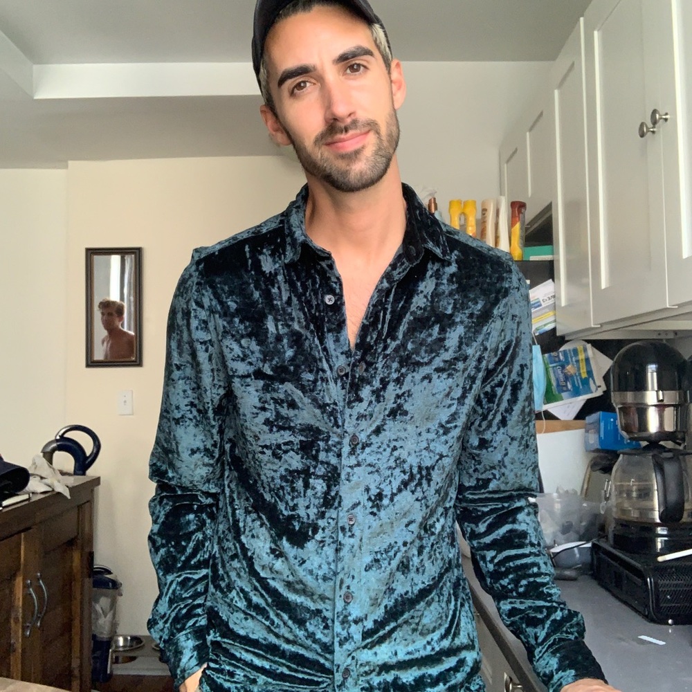 Asos Crushed Velvet Button Down